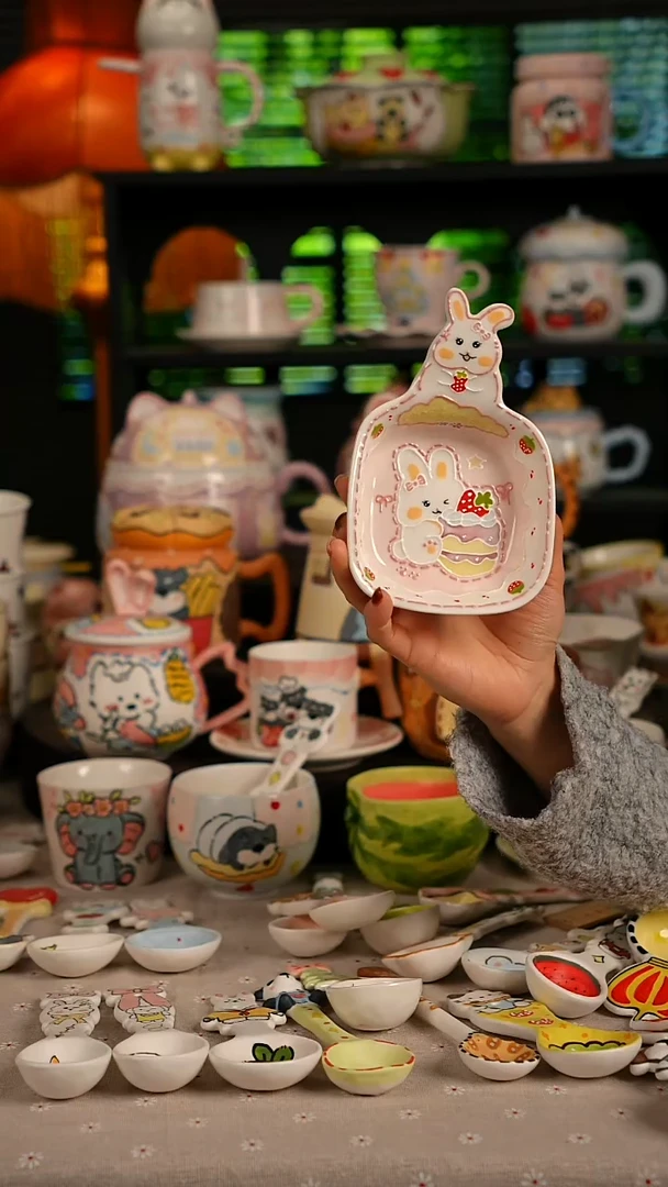 陶瓷无盖款景德镇高温釉下彩纯手绘创意瓷