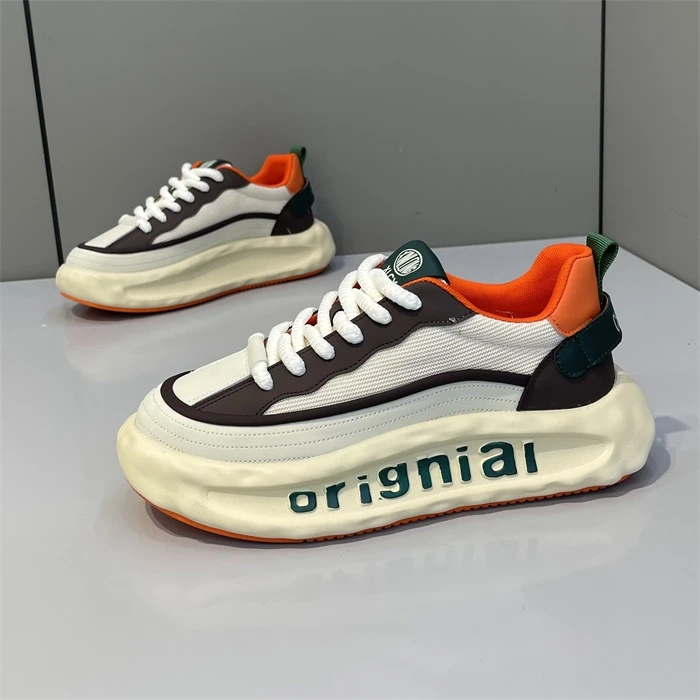 男潮鞋2025春季款时尚休闲鞋网布透气厚底舒适潮流运动百搭老爹鞋