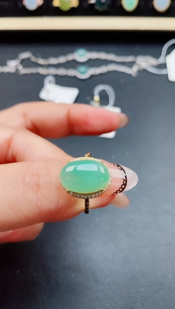 翡翠戒指银S925镶嵌50805