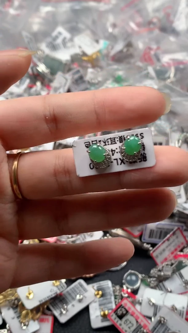 银S925镶嵌戒指翡翠天然A货缅甸翡翠