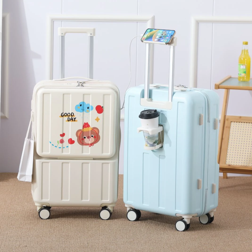 学生行李箱女前置开口登机箱卡通拉杆箱儿童多功能密码箱旅行箱男