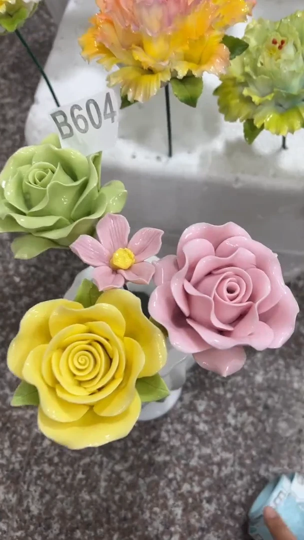 【闪购商品】陶瓷陶瓷花-B604玫瑰3朵
