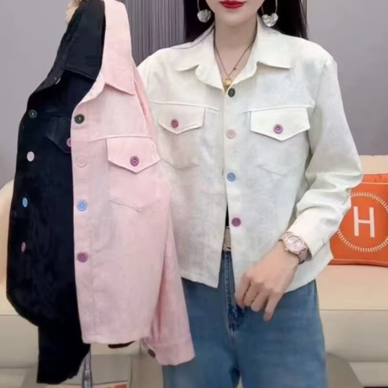 【胖彤彤】9899#提花彩扣翻领外套Y/125