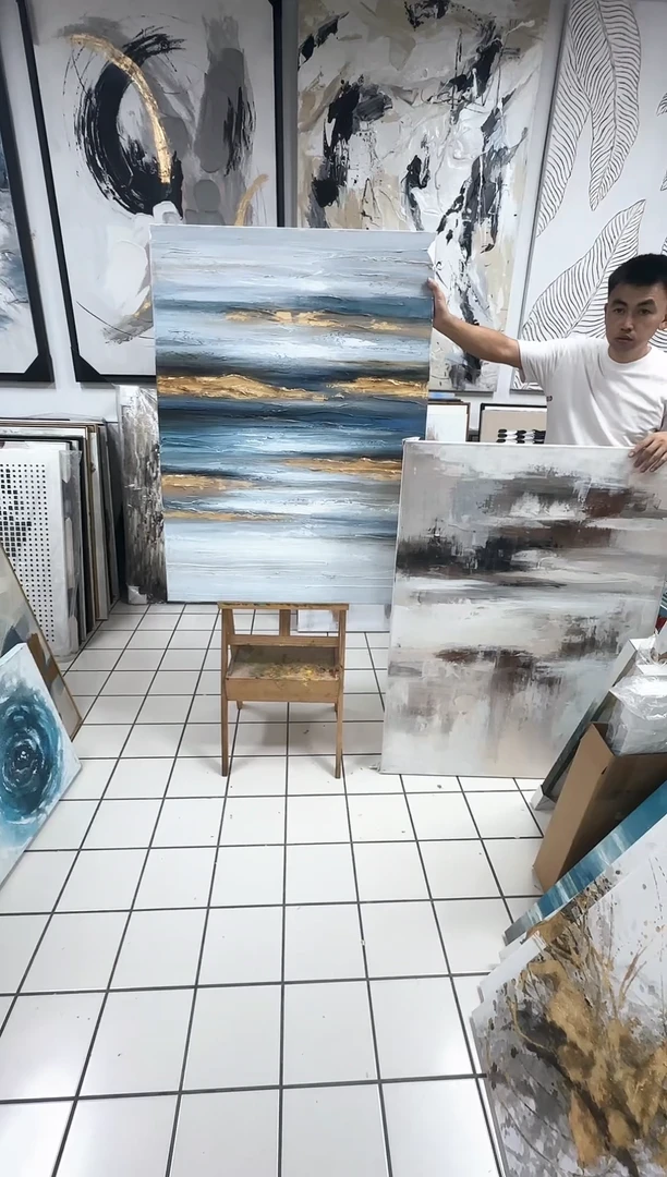 168现代艺术油画装饰画90cm*120cm*2