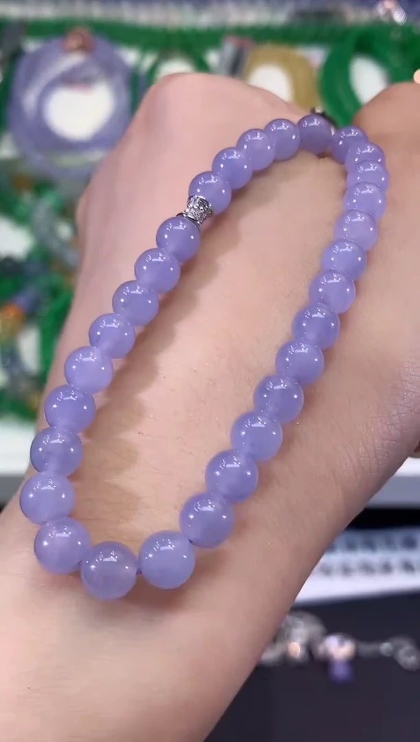未镶嵌手串翡翠C222 紫货有色差