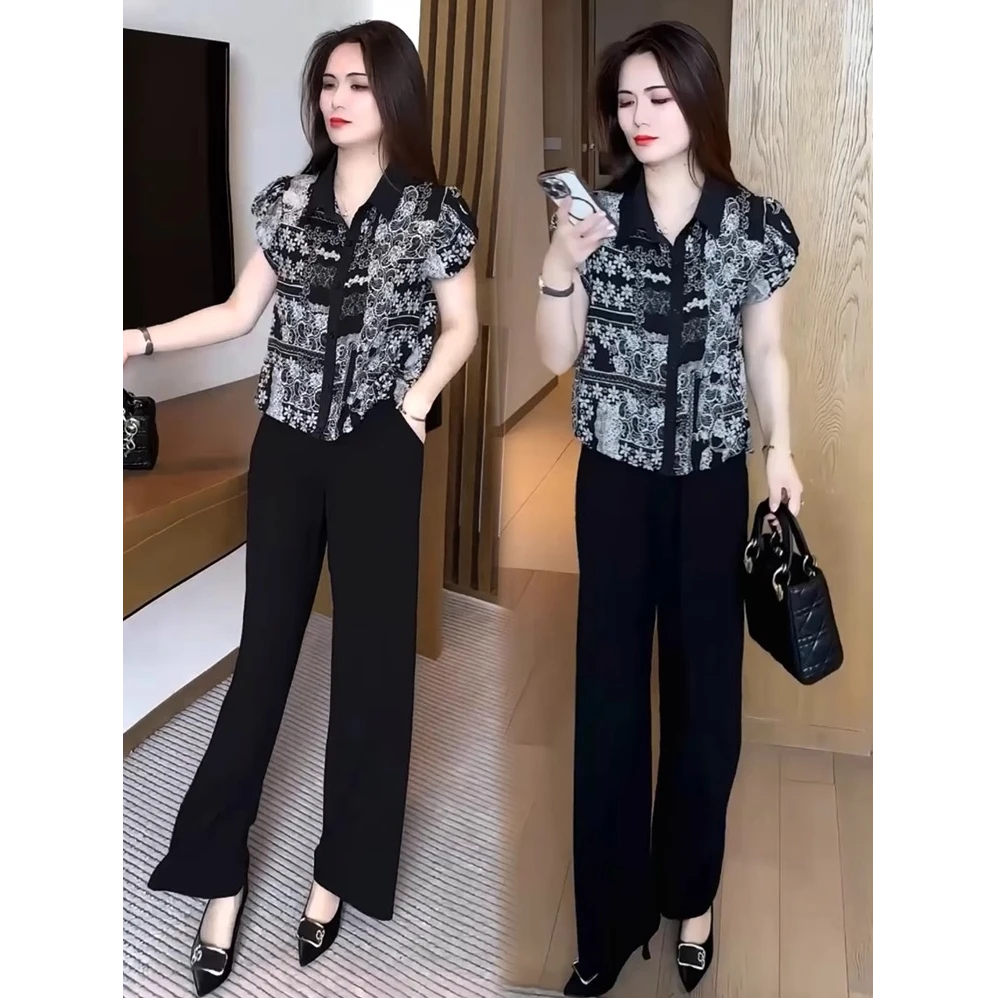 时尚印花衬衫女2025夏季新款时髦洋气宽松显瘦上衣气质百搭衬衣潮