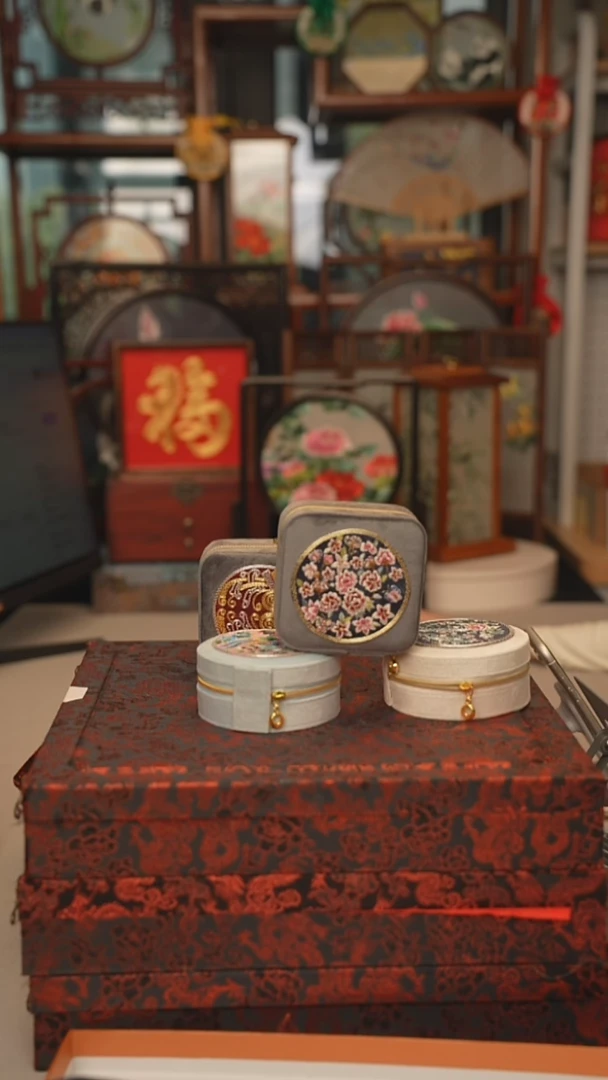 扇子用****3首饰盒 绣花双面非遗