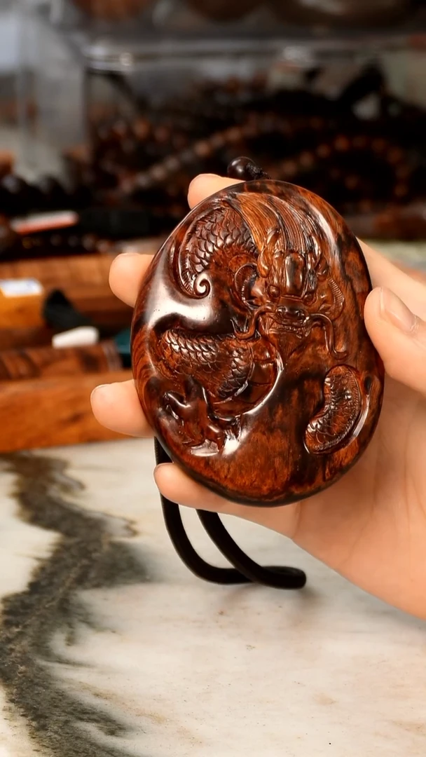 黄花梨/降香黄檀沉****1海黄龙牌挂坠手把件