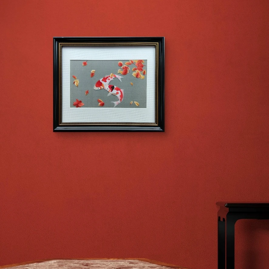 苏绣摆挂两用画年年有余手工艺术客厅玄关书房办公室背景挂画