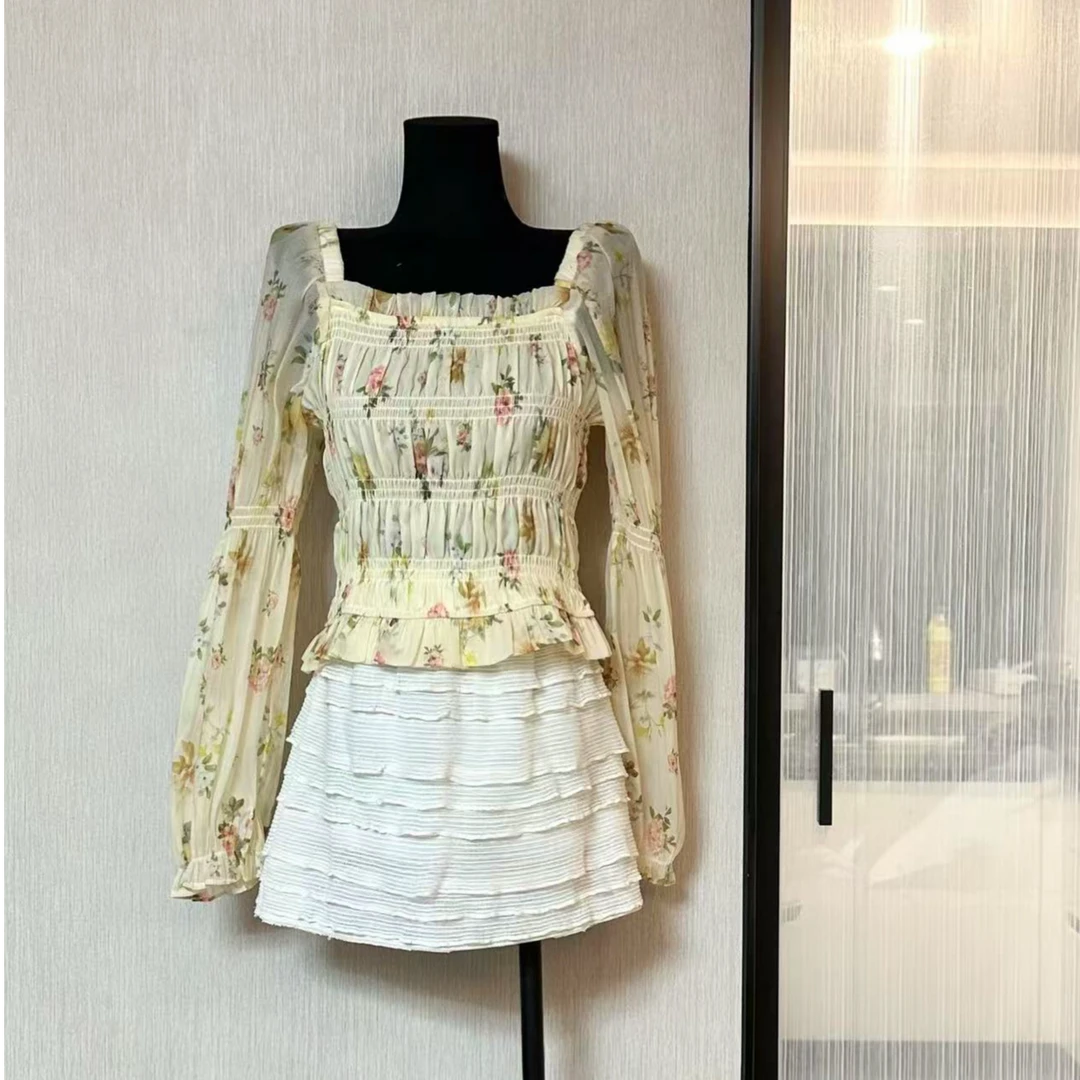 【小心姬】法式温柔公主风泡泡袖碎花上衣