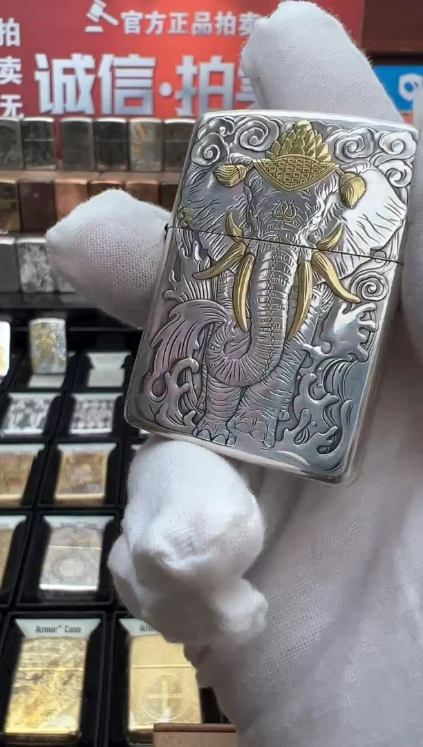 铜镀银鎏金六牙..