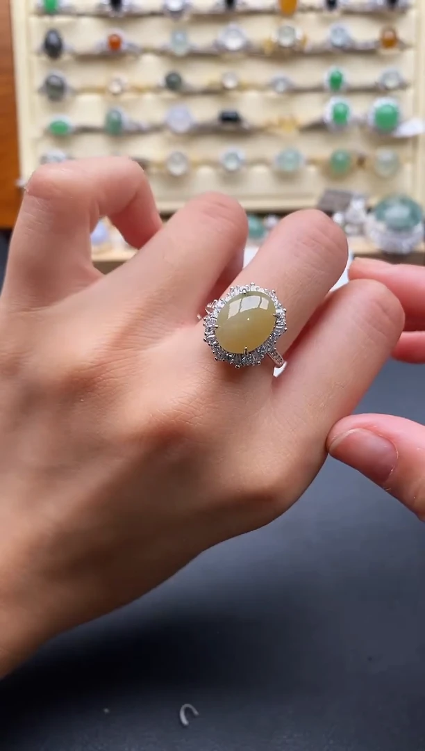 银S925镶嵌戒指翡翠55555555+9