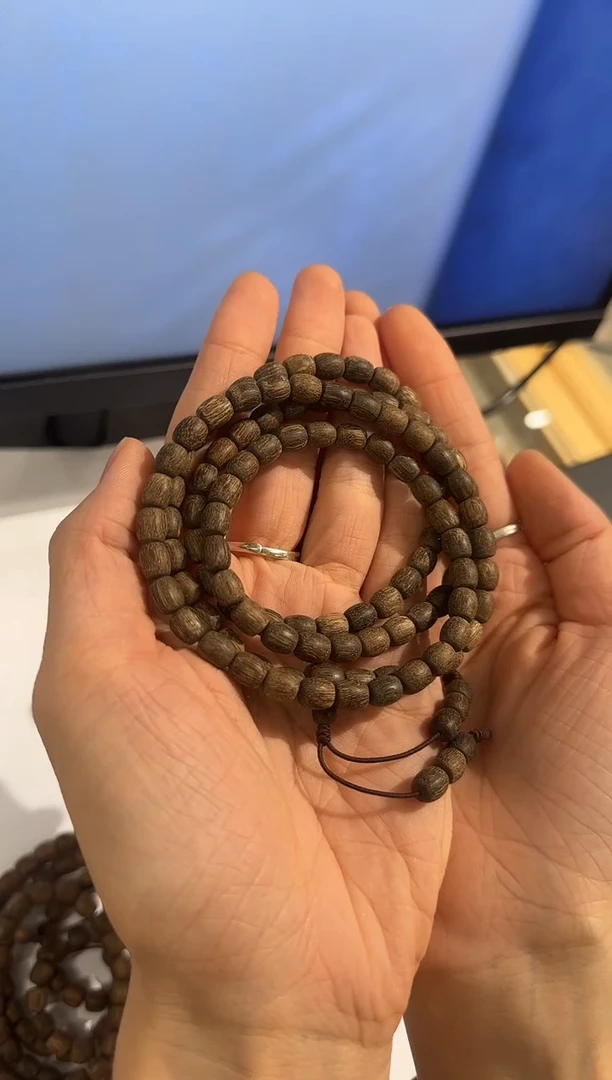 沉香手串超*W文莱黑油鼓珠多圈手串 6mm左右