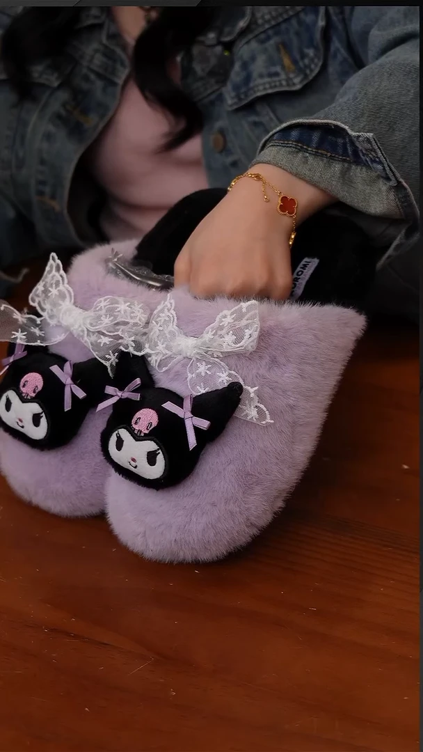 陶35--三丽鸥女款棉拖   紫色库洛米（（40-41）