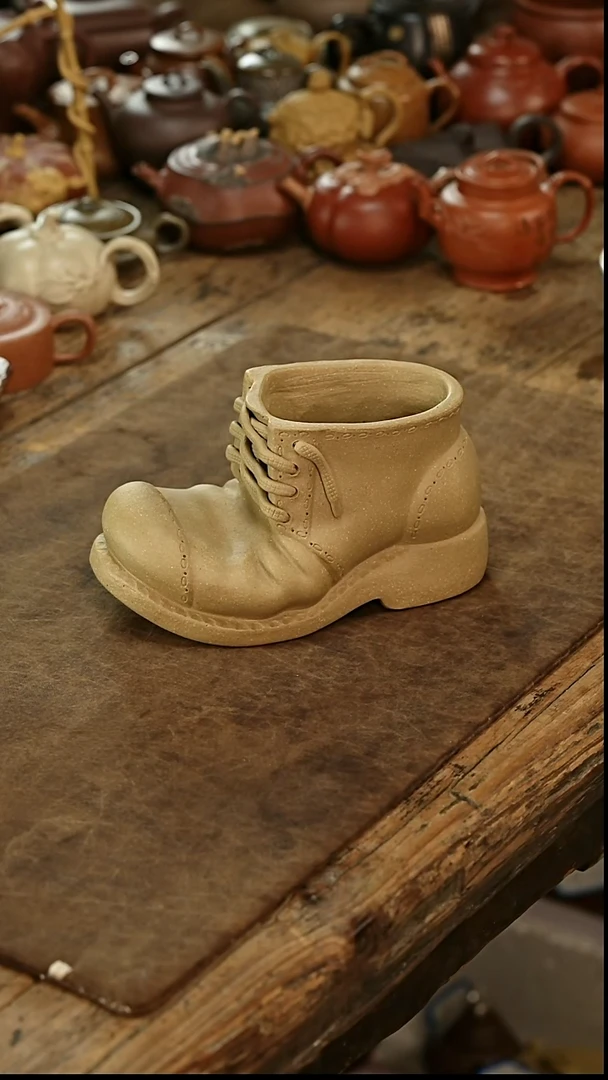 茶壶紫砂大头皮鞋摆件