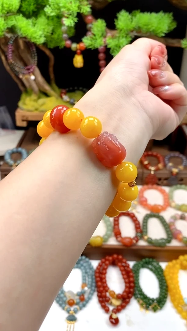 未镶嵌玛瑙手饰黄玛瑙12mm