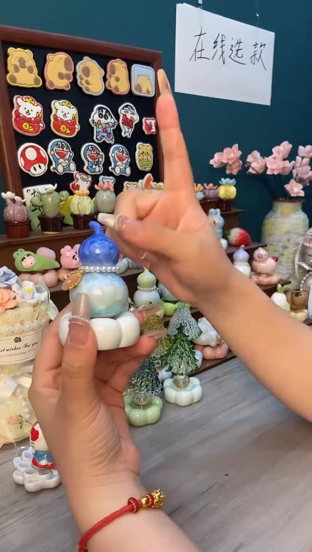 摆件陶冰蓝色葫芦景德镇陶瓷摆件1个装