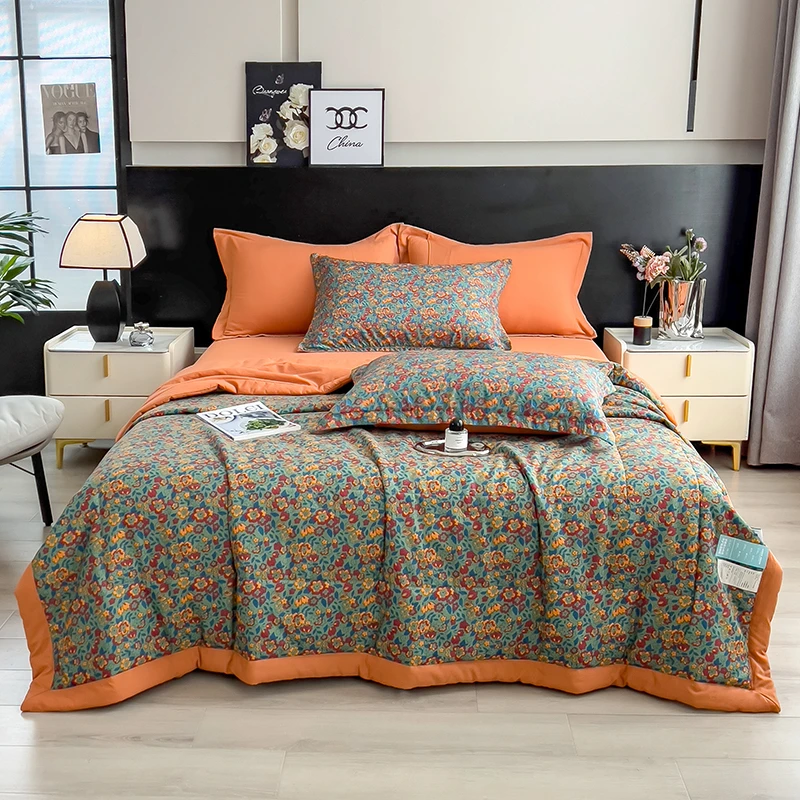 2025新款10A抗菌双层纱印花夏凉被四件套