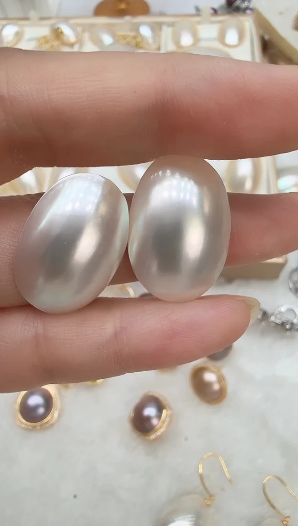 非金属925银无光板白色耳钉