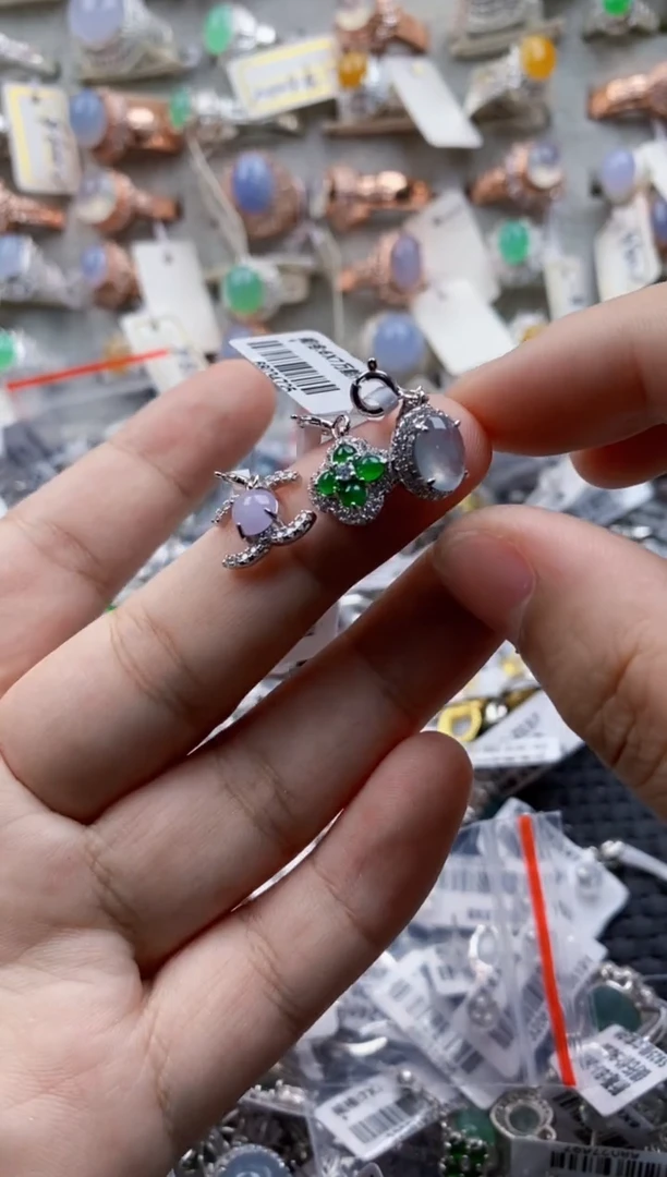 翡翠戒指银S925镶嵌2222---7