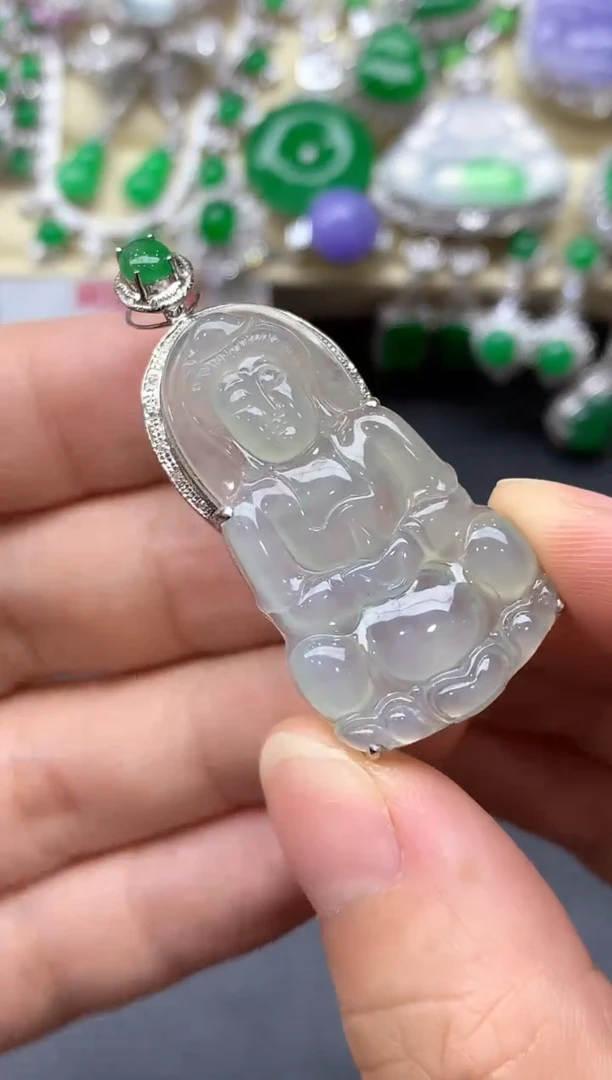 颈饰18K金镶嵌翡翠88-中国好珍宝