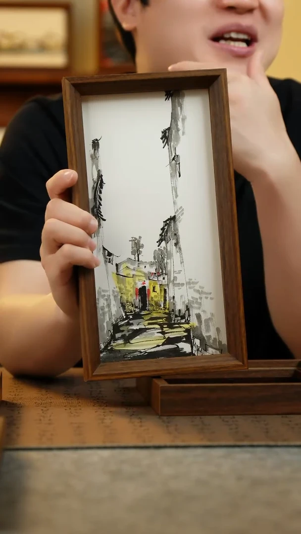 国画15*27.5纯手绘国风国画摆台