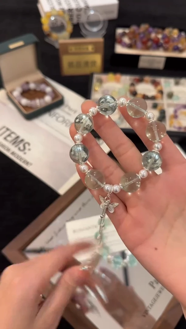 合金手链水晶绿萤石x3057