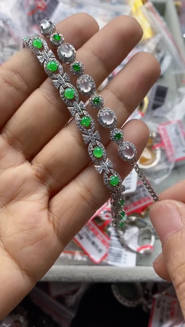 银S925镶嵌戒指翡翠14                 7