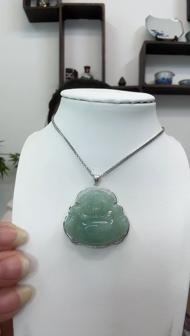 吊坠(赠链)银S925镶嵌翡翠佛公