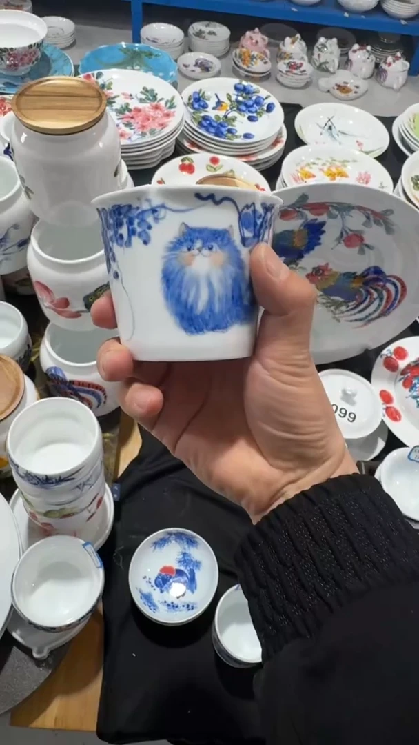 摆件陶瓷景德镇高温瓷（花口杯）