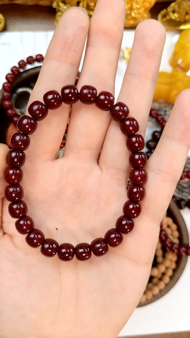 星月菩提手串朱砂供暗夜紫8.6mm