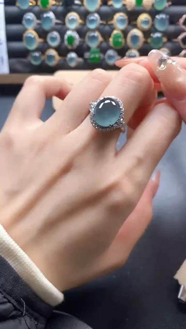 银S925镶嵌戒指翡翠51151
