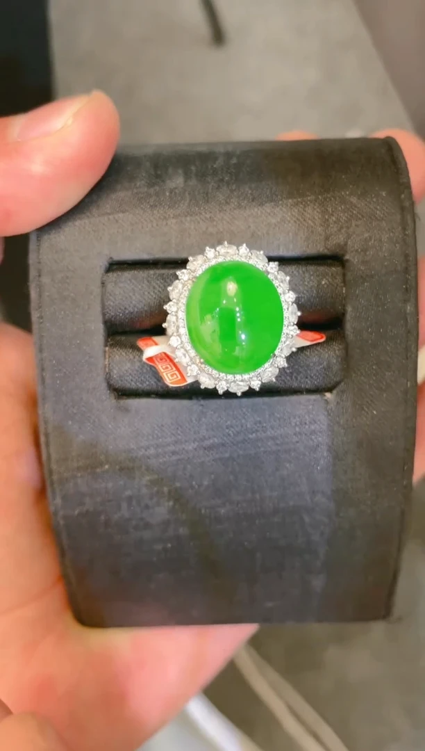 翡翠18K金镶嵌颈饰C47天然A货翡翠两用款戒指