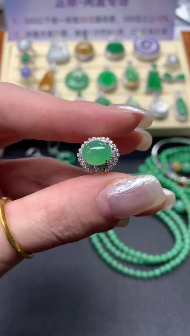 【闪购商品】翡翠戒指18K金镶嵌戒指|3500+350