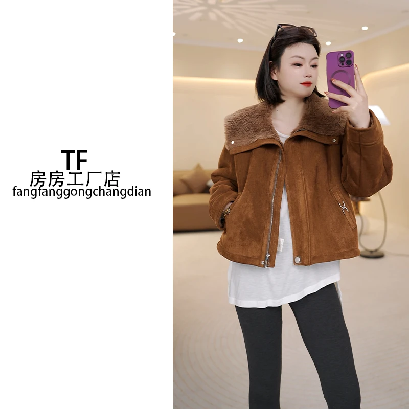 房房-88215 厚款短款翻领女保暖INS风短外套女士