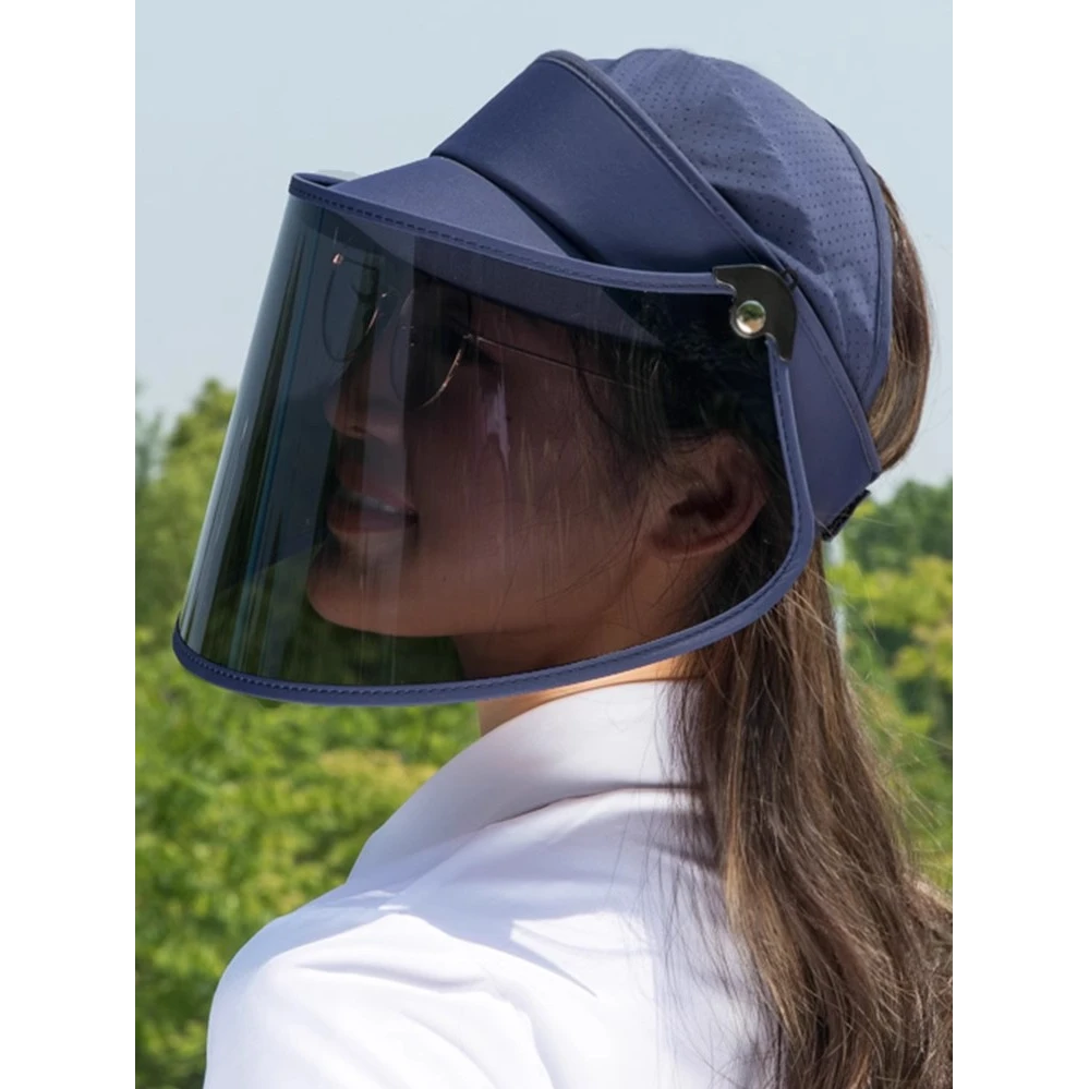 骑行电瓶车防晒帽子披肩护颈面罩防紫外线挡风护眼加大码遮阳帽