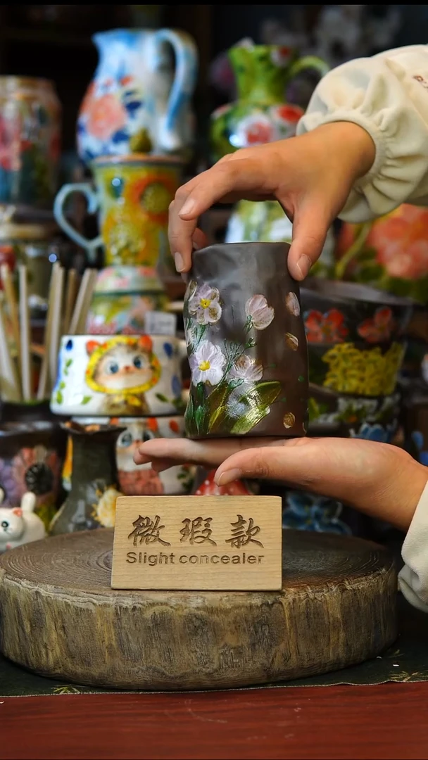 陶瓷206景德镇手工手绘釉下彩微瑕