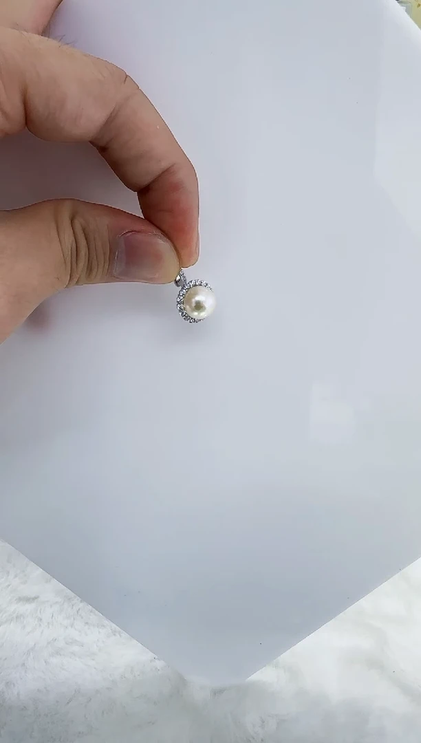 银S925镶嵌淡水珍珠DA珍珠吊坠9-10 b498