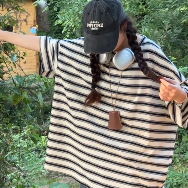 【赵哈哈】新款条纹短袖T恤日系宽松百搭休闲小衫夏季新款上衣