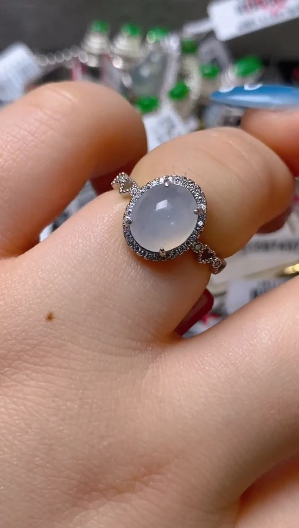 银S925镶嵌戒指翡翠百内无证书