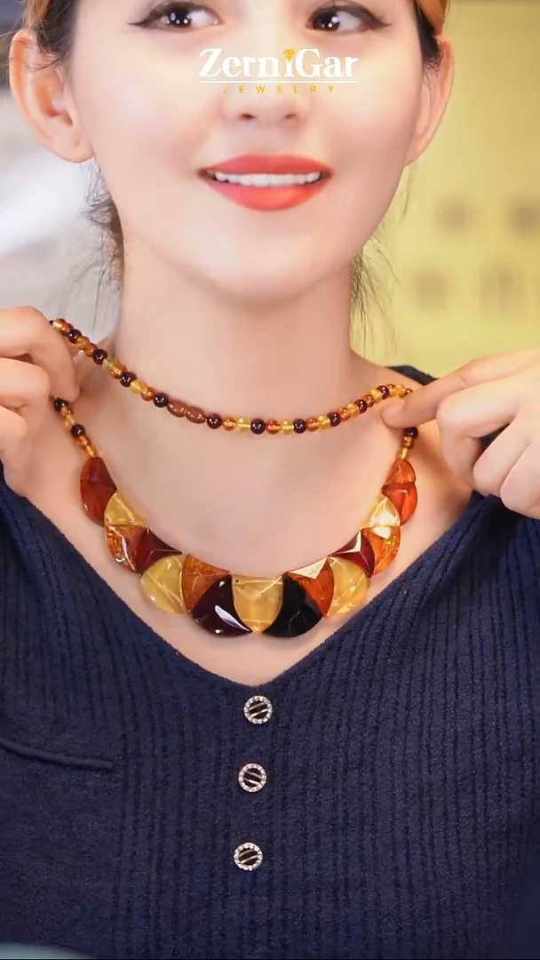 裸石琥珀未镶嵌天然琥珀项链