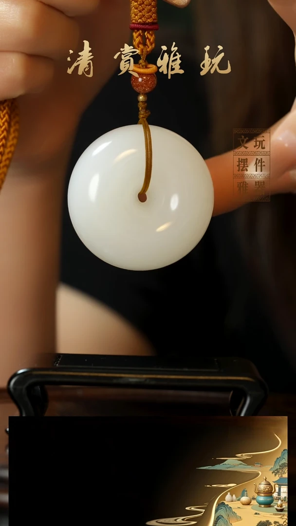 玉《平安扣》手把件摆件