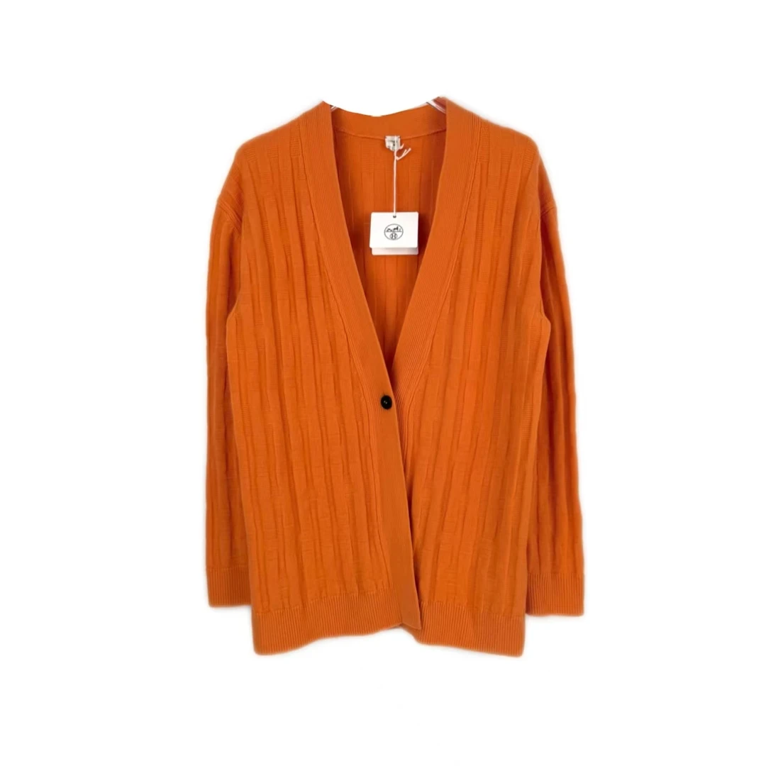 未使用 Hermes/爱马仕 汤/P245621643/橙色 满H 开衫 36
