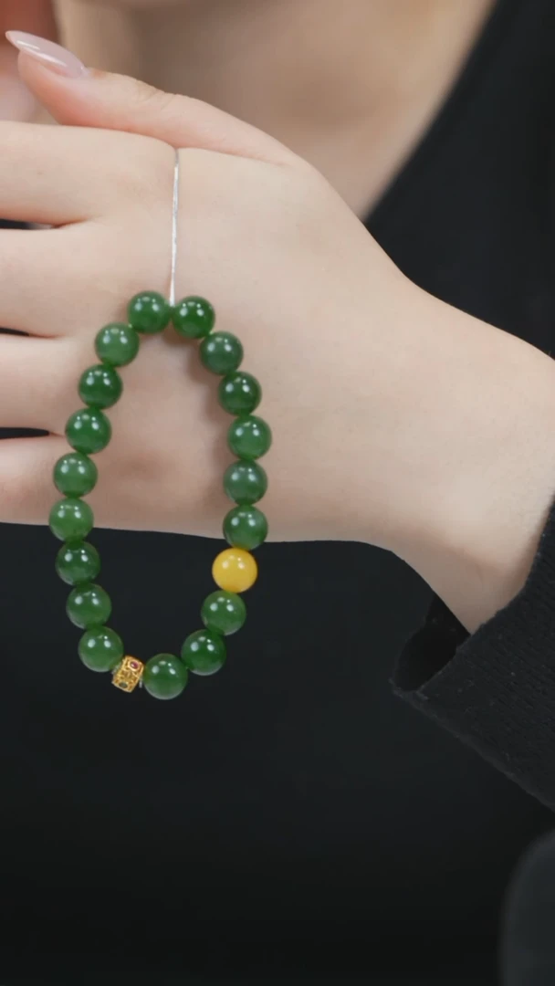 18K金镶嵌手串和田玉手串w0299