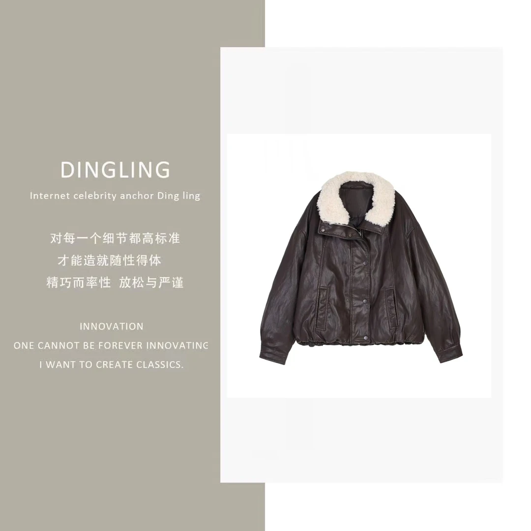 【四季青丁玲轻奢】CC翻领长袖短款女冬季鹅绒服短外套