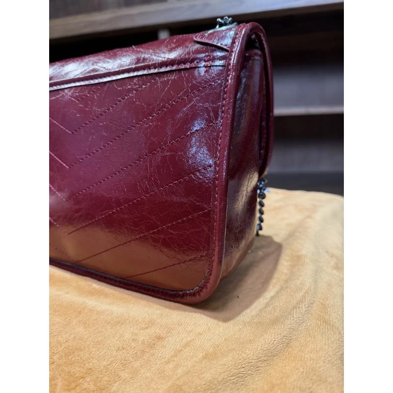 HIRMRIS手工真皮包银双肩链550091-2 nk中阳 邮差中号红色