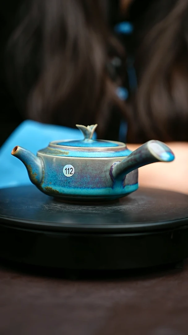 512#原矿钧瓷炉钧釉侧把壶