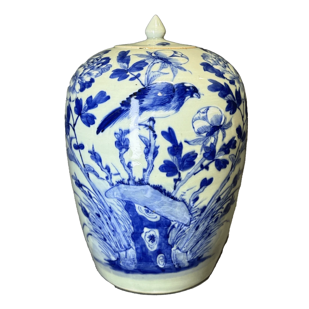 25089303t豆青釉青花冬瓜罐