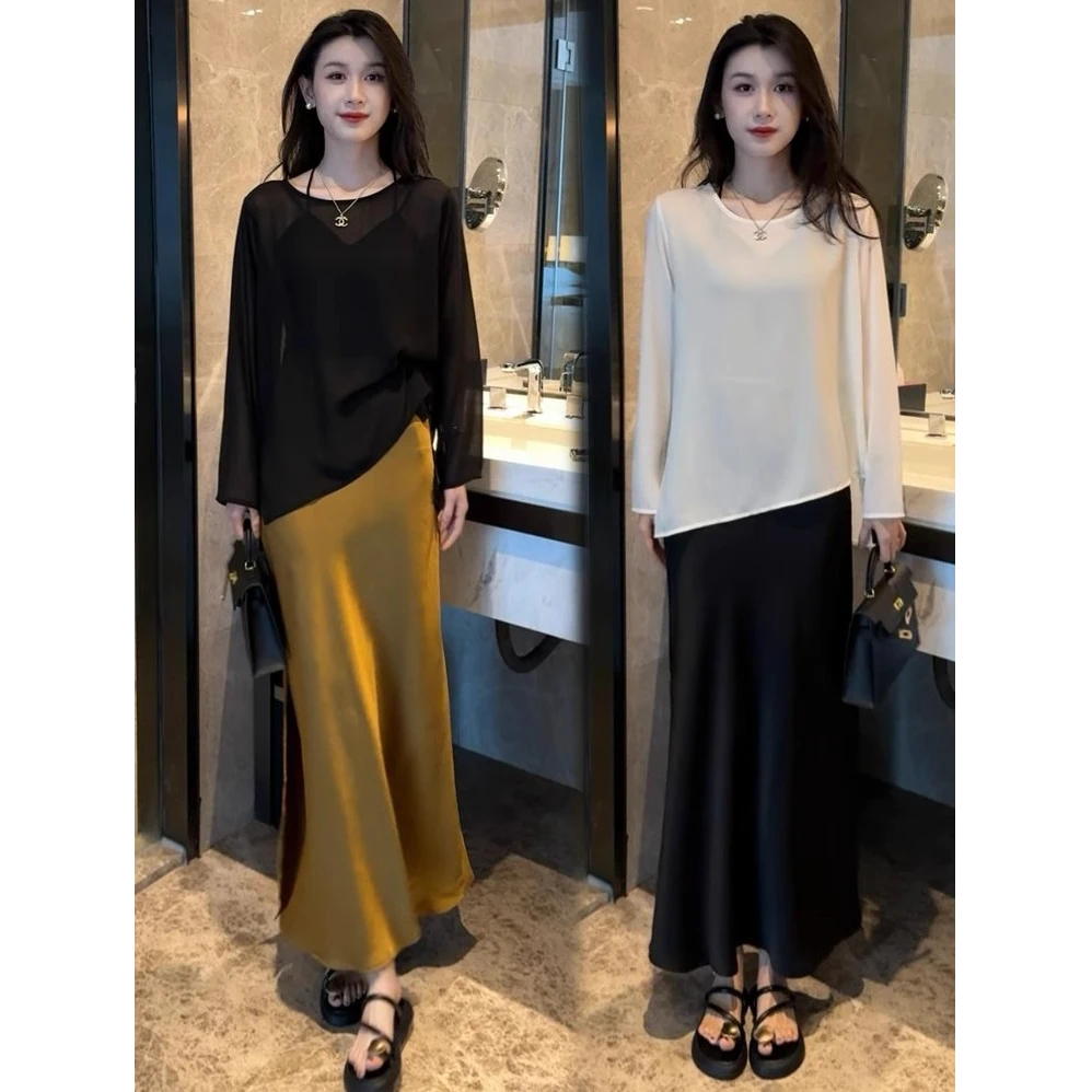 时尚套装裙女2025夏季新款时髦洋气宽松防晒开叉上衣半身裙两件套