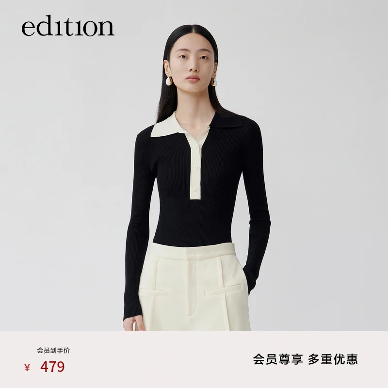 edition针织衫女新款Polo领羊毛衫#EBB4SWTT22